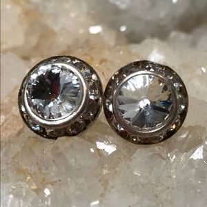 4/$25  Round Rhinestone Pierced Earrings